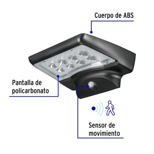 49073 - Arbotante solar LED 4 W con sensor de movimiento, Volteck