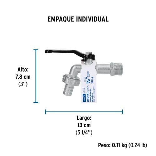 49079 - Llave de esfera, de zinc, 110 gr, entrada 1/2", Foset Basic