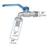 49083 - Llave de esfera, de latón, 140 gr, entrada 1/2", Foset