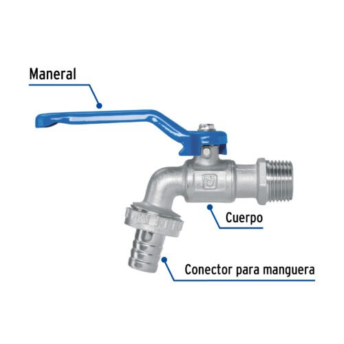 49083 - Llave de esfera, de latón, 140 gr, entrada 1/2", Foset