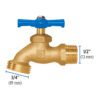49089 - Llave para manguera, latón, 120g, 1/2", blíster, FOSET