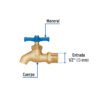 49090 - Llave de nariz de latón, 135 g, entrada 1/2", Foset