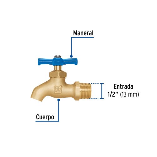 49090 - Llave de nariz de latón, 135 g, entrada 1/2", Foset