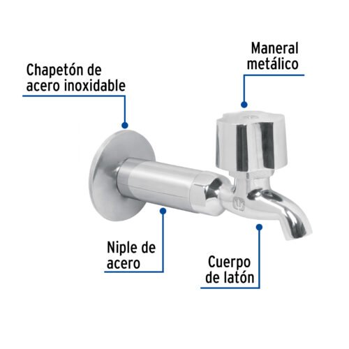 49105 - Llave 1/2" para fregadero con niple y chapeton, cromo, BASIC