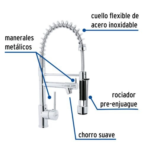 49106 - Monomando con doble salida para fregadero, Cromo, Element