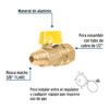 49116 - Válvula de control latón para gas 3/8"x1/2" tipo barrilito