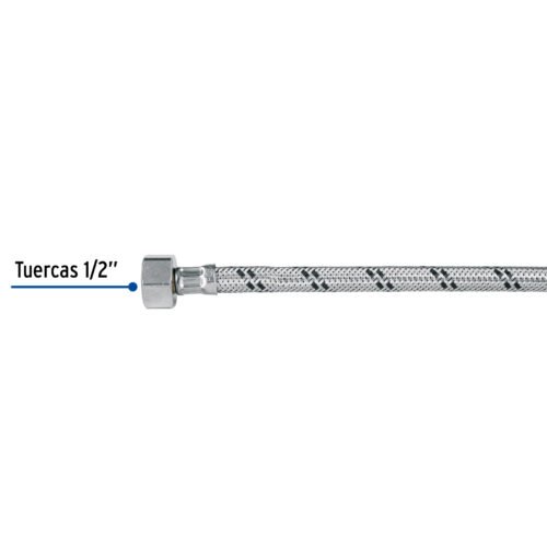 49124 - Manguera "T" lavabo/fregadero, acero inox, 1/2" x 1/2" x 1/2", 55cm