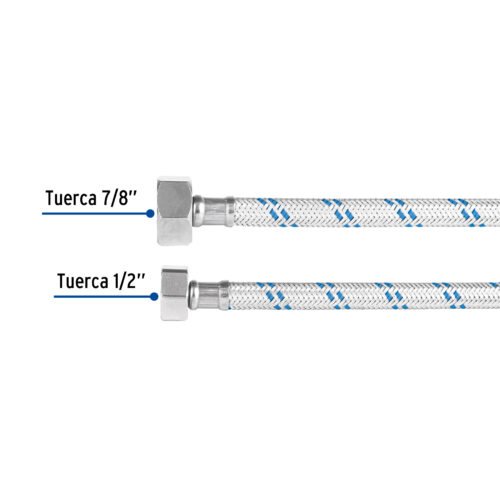 49125 - Manguera p/WC, aluminio, 1/2" x 7/8", 35 cm, Foset