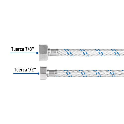 49126 - Manguera p/WC, aluminio, 1/2" x 7/8", 50 cm, Foset