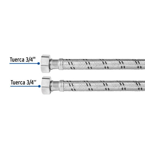 49129 - Manguera para boiler, acero inox, 3/4"x3/4", 40 cm, Foset