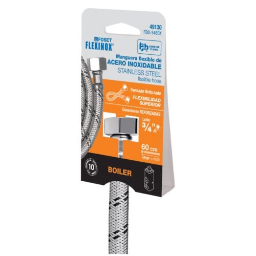 49130 - Manguera para boiler, acero inox, 3/4"x3/4", 60 cm, Foset