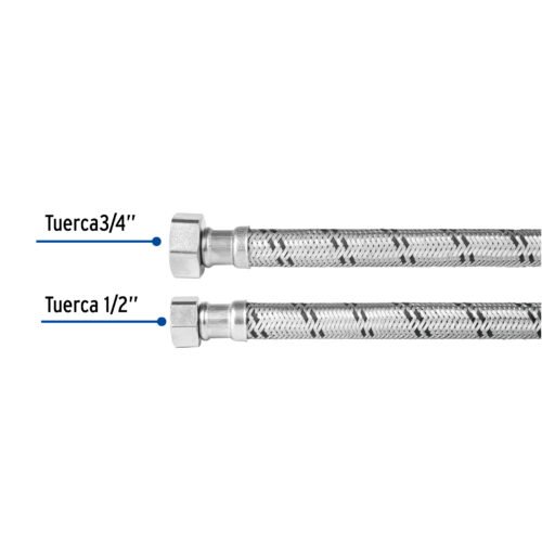 49132 - Manguera para boiler, acero inox, 1/2"x3/4", 60 cm, Foset