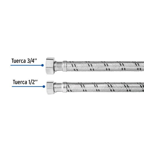 49134 - Manguera para boiler, acero inox, 1/2"x3/4", 80 cm, Foset