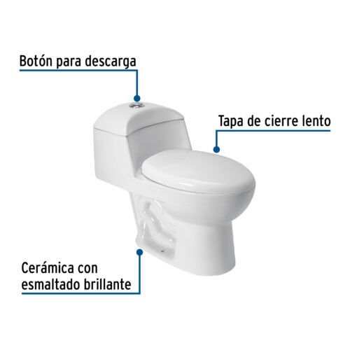 49135 - Sanitario one piece alargado de porcelana, blanco, FOSET