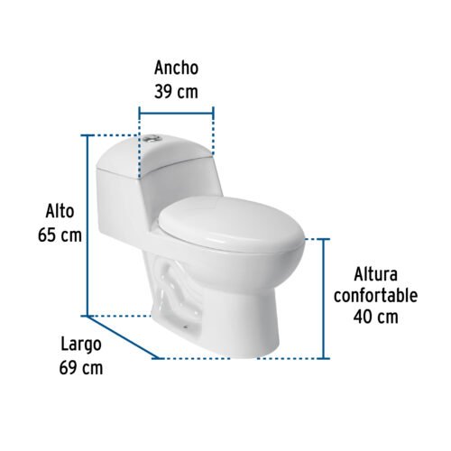 49135 - Sanitario one piece alargado de porcelana, blanco, FOSET