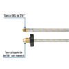 49136 - Manguera pigtail, acero inox, 7/16" x 7/8", 55 cm, FOSET