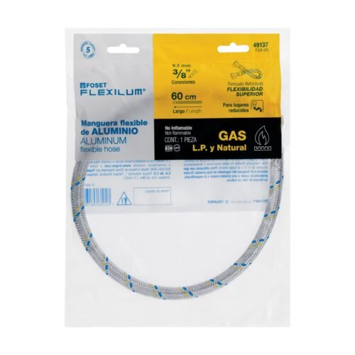 49137 - Manguera para gas, aluminio, 3/8" flare, 60 cm, FOSET
