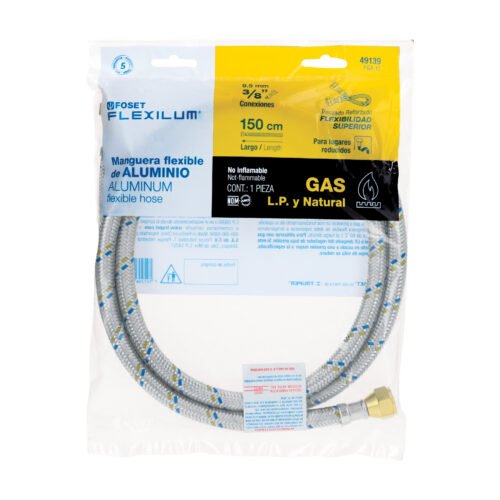 49139 - Manguera para gas, aluminio, 3/8" flare, 150 cm, FOSET