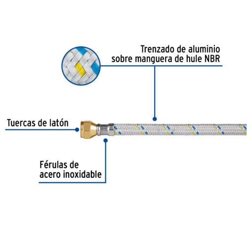 49141 - Manguera para gas, aluminio, 3/8" flare, 300 cm, FOSET