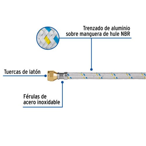 49142 - Manguera para gas, aluminio, 3/8" flare, 400 cm, FOSET