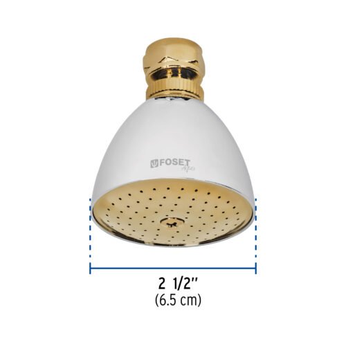 49148 - Regadera cónica 2-1/2" cromo-oro sin brazo, Foset Aqua
