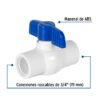 49151 - Válvula esfera de PVC 3/4" roscable, Foset