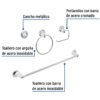 49164 - Juego de 4 accesorios para baño metálicos, Foset Aqua