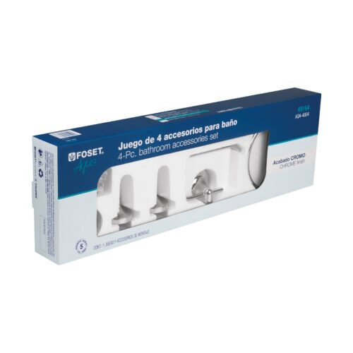 49164 - Juego de 4 accesorios para baño metálicos, Foset Aqua