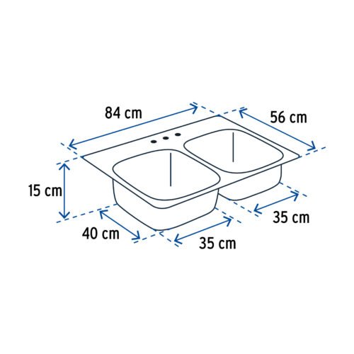 49174 - Tarja de empotrar 84 x 56 cm doble tina, FOSET