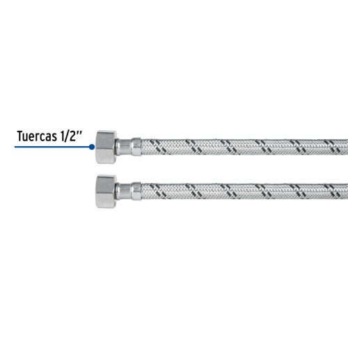 49179 - Manguera lavabo/fregadero, acero inox, 1/2" x 1/2", 40 cm