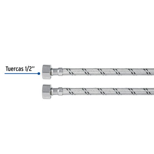49182 - Manguera lavabo/fregadero, acero inox, 1/2" x 1/2", 55 cm