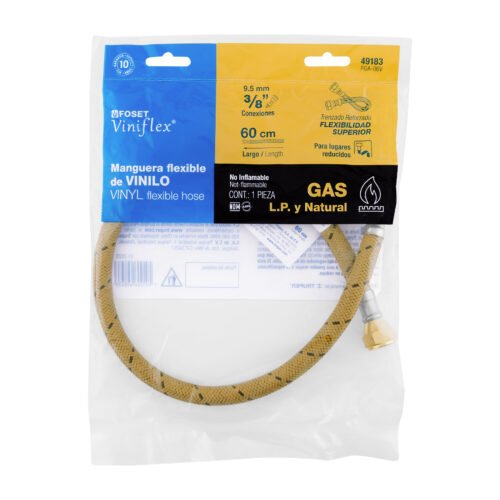 49183 - Manguera para gas, vinilo, 3/8" flare, 60 cm, FOSET