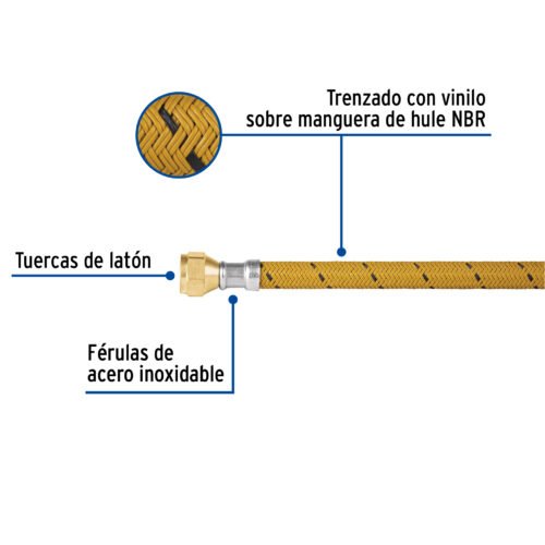 49185 - Manguera para gas, vinilo, 3/8" flare, 150 cm, FOSET