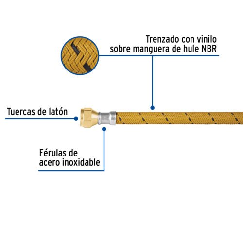 49186 - Manguera para gas, vinilo, 3/8" flare, 200 cm, FOSET