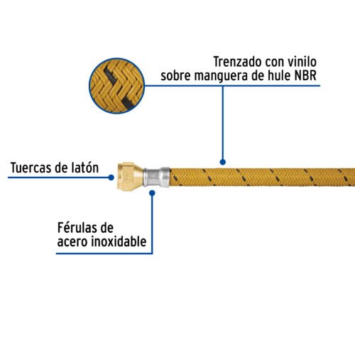 49187 - Manguera para gas, vinilo, 3/8" flare, 300 cm, FOSET