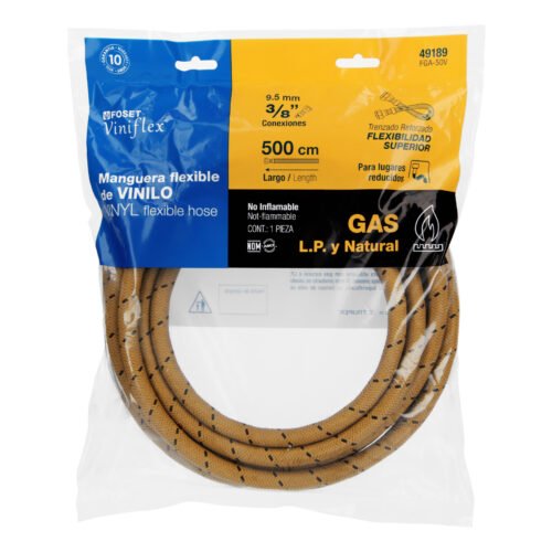 49189 - Manguera para gas, vinilo, 3/8" flare, 500 cm, FOSET