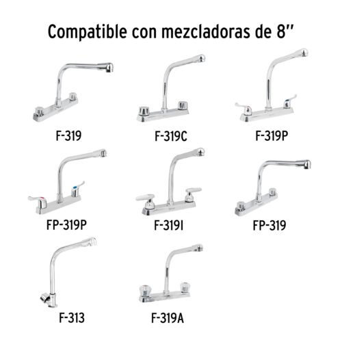 49193 - Cuello tipo cobra para mezcladora de fregadero, cromo, Basic