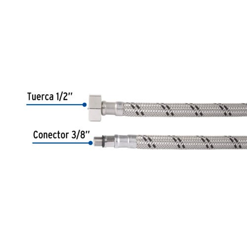 49202 - Manguera para monomando, acero inox, 1/2" x 3/8" UNF, 55cm