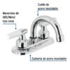 49204 - Mezcladora 4" para lavabo, cuello curvo, manerales cono