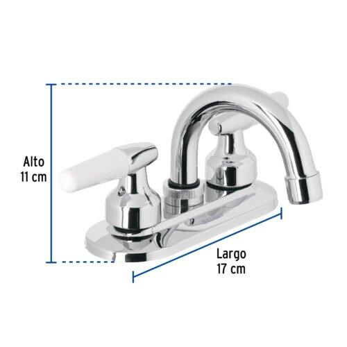 49204 - Mezcladora 4" para lavabo, cuello curvo, manerales cono