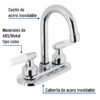 49213 - Mezcladora 4" para lavabo, cuello bar, manerales cono