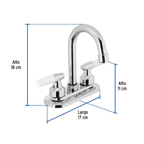 49213 - Mezcladora 4" para lavabo, cuello bar, manerales cono