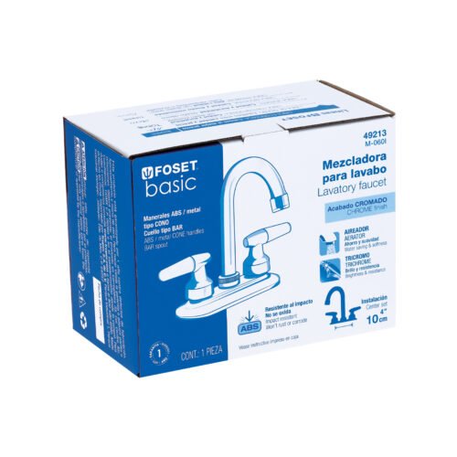 49213 - Mezcladora 4" para lavabo, cuello bar, manerales cono