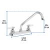 49221 - Mezcladora 8" fregadero cromo, cuello largo, cono, BASIC