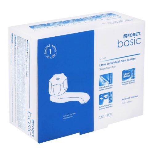49229 - Llave individual para lavabo, maneral metálico, Foset Basic