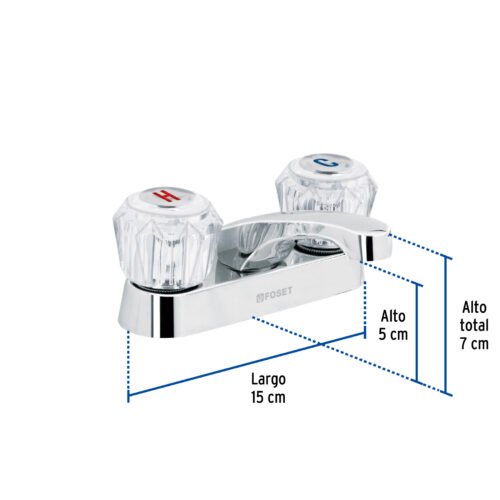 49231 - Mezcladora 4" para lavabo, nariz larga, manerales acrílico