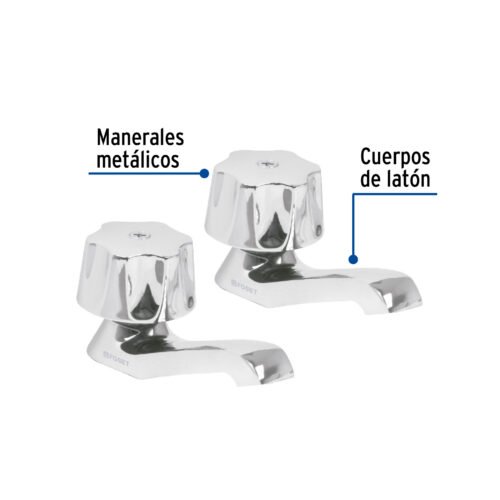 49234 - Juego 2 llaves individuales para lavabo, manerales metálicos