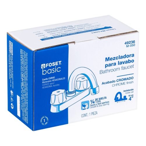 49236 - Mezcladora 4" para lavabo, cuello curvo, cartucho cerámico