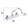 49238 - Mezcladora 8" fregadero cromo, cuello corto,hexagonal, BASIC