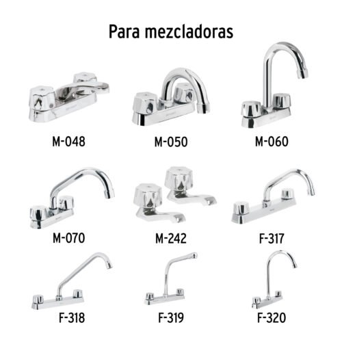 49243 - Juego de manerales hex metálicos p/lav-fregadero,cromo,Basic
